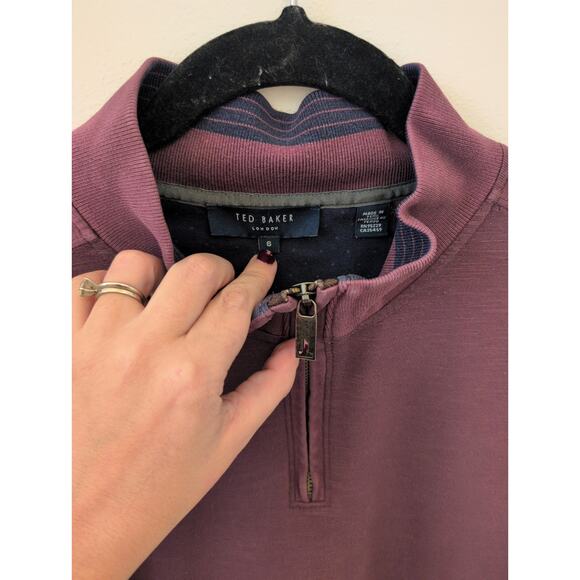 Ted Baker London Maroon Mock Neck Zip Sweater size 6 (XL) - Picture 3 of 4